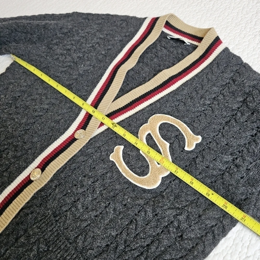 Sandro Tommy Cable Knit Oversized Wool Cardigan - Picture 7 of 15